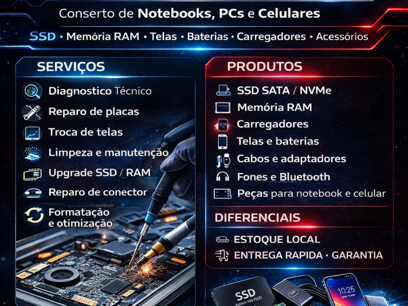 Assistência Técnica de Notebook e Celular em Jundiaí | Formatação, Tela, SSD